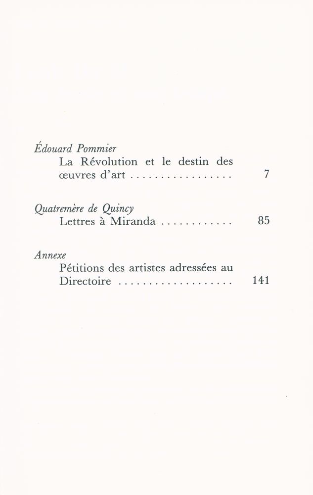 『Lettres à Miranda sur le déplacement des monuments de l'art de l'Italie』 2