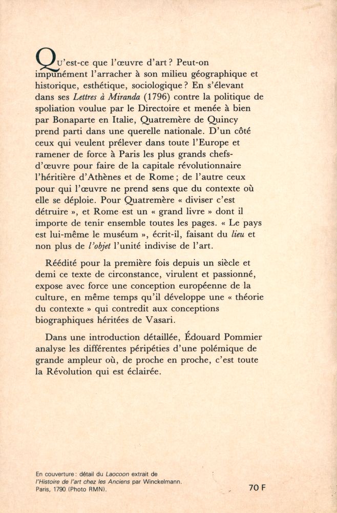 『Lettres à Miranda sur le déplacement des monuments de l'art de l'Italie』 3