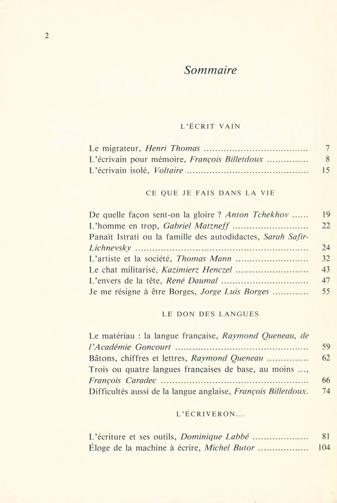 『l'écrivain pour mémoire : revue des lettres et de l'audio - visuel』 2