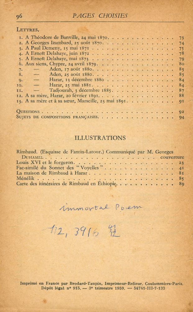 『ARTHUR RIMBAUD : PAGES CHOISIES』 3