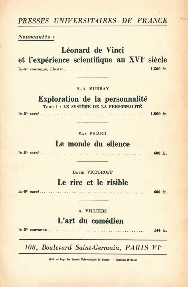 『REVUE D'ESTHÉTIQUE』 TOME SIX - FASCICULE 3 JUILLET - SEPTEMBRE 1953 3