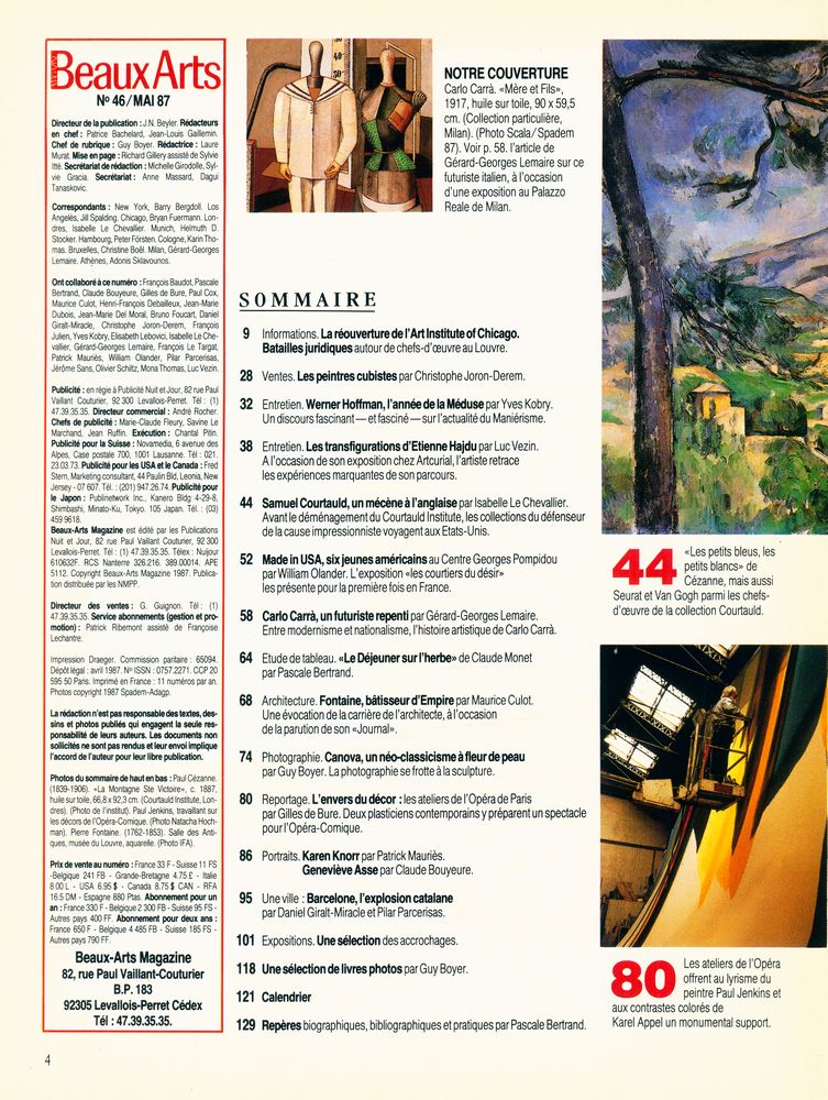 『Beaux Arts Magazine』 N° 46 MAI 1987 2