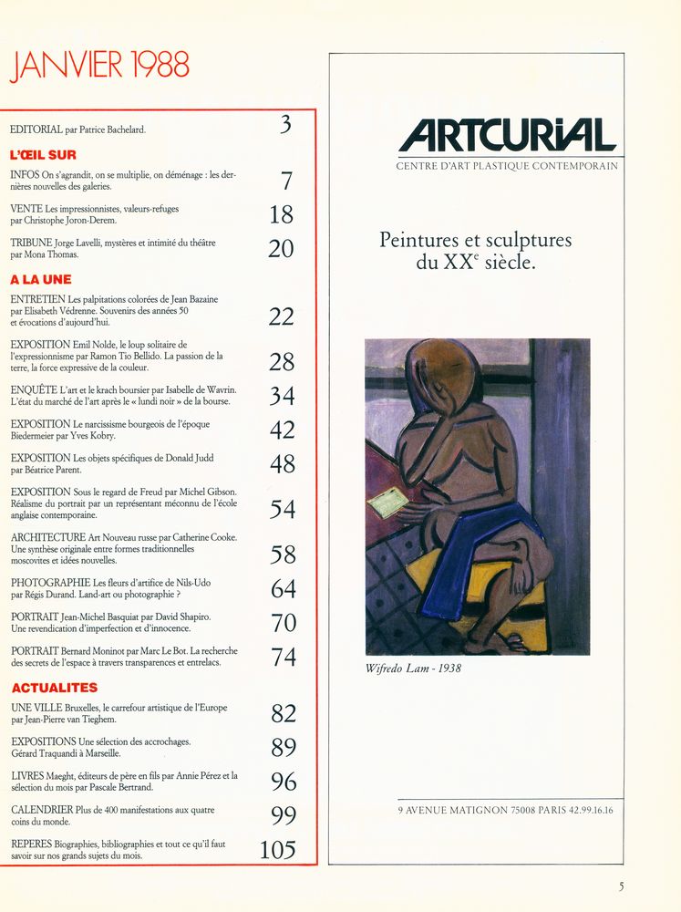 『Beaux Arts Magazine』 N° 53 JANVIER 1988 2