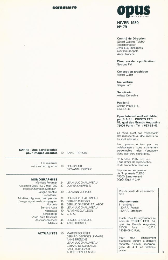 『opus INTERNATIONAL』 N° 79 HIVER 1980  2