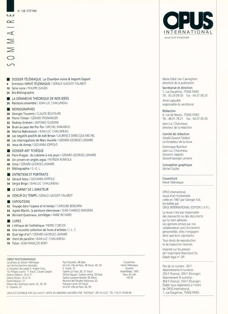 『opus INTERNATIONAL』 N° 128 ÉTÉ 1992 2