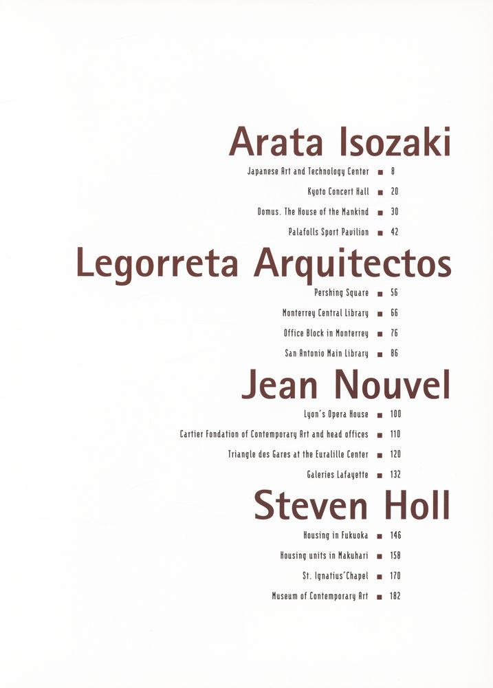 『Arata Isozaki, Legorreta Arquitectos, Jean Nouvel, Steven Holl : Latest works (1995 - 1998)』 2