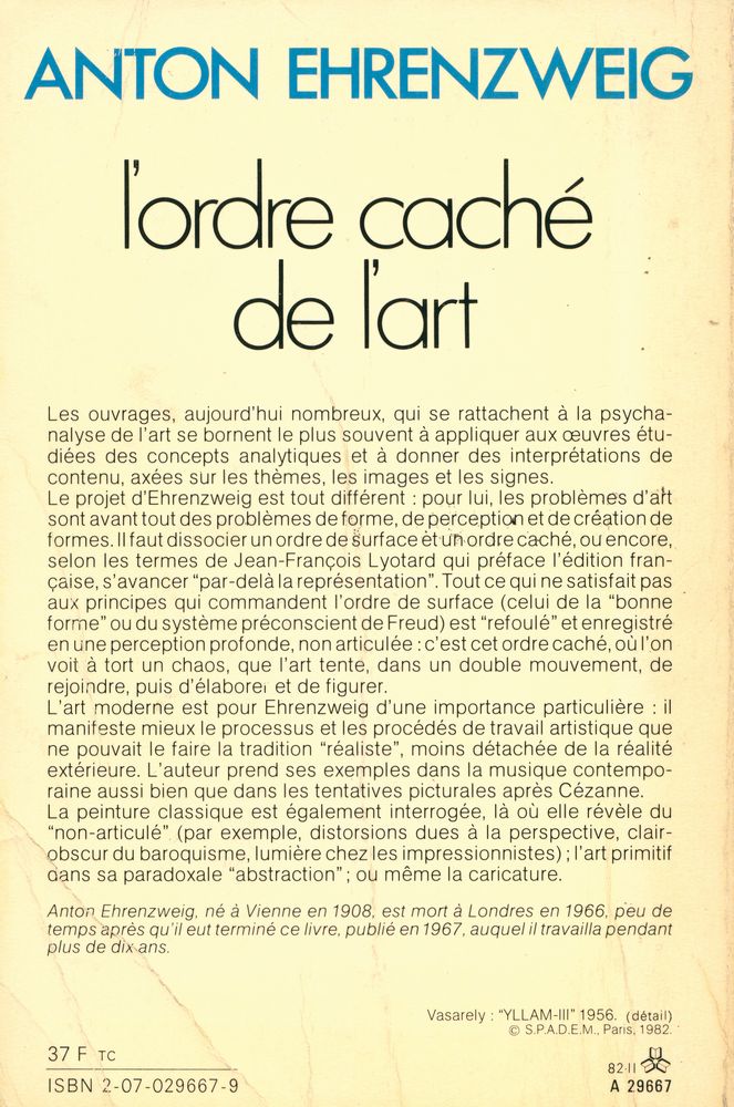 『L'ordre caché de l'art : Essai sur la psychologie de l'imagination artistique』 4
