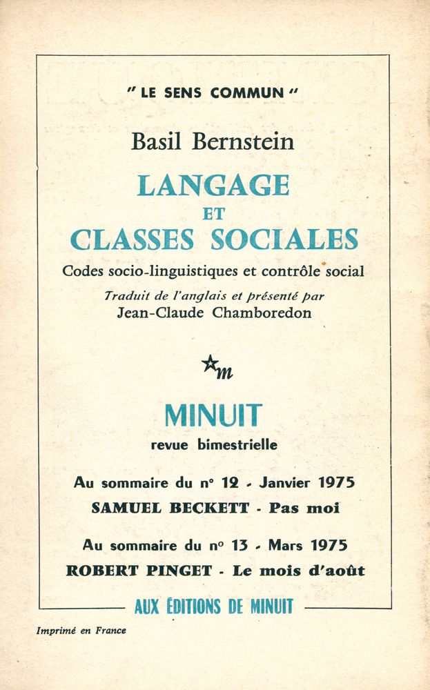 『CRITIQUE』 MARS 1975 Nº 334 3