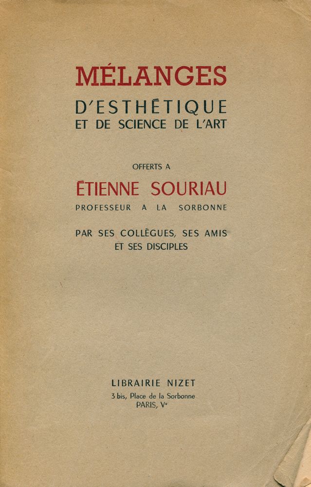 『MÉLANGES D'ESTHÉTIQUE ET DE SCIENCE DE L'ART』 1