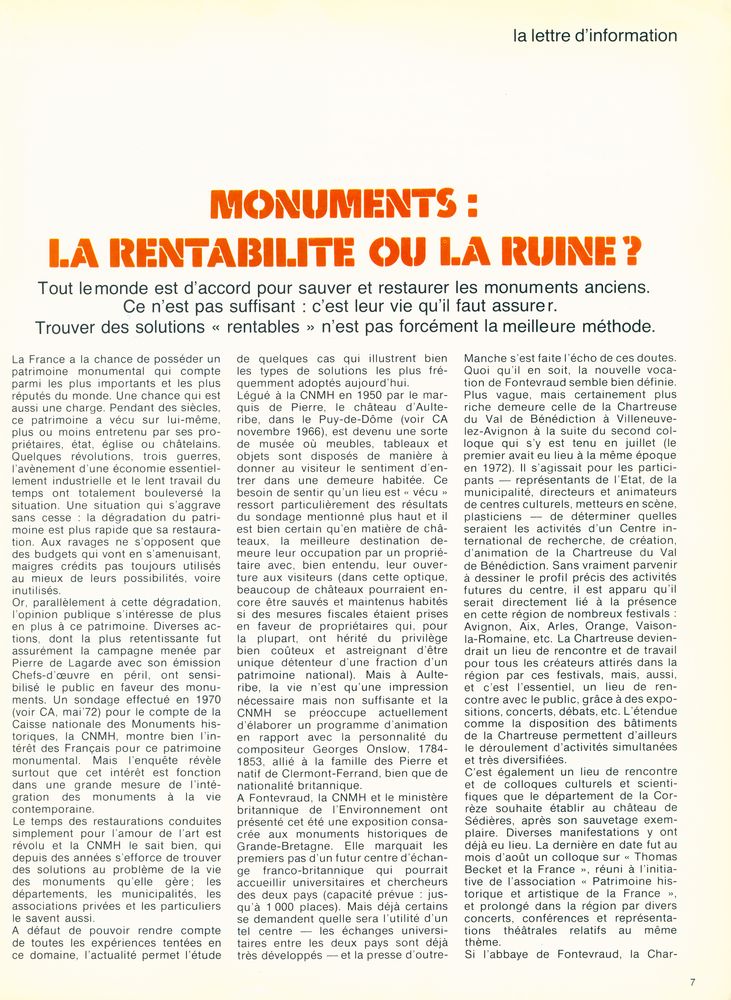 『Connaissance des arts』 Octobre 1973 N° 260 2