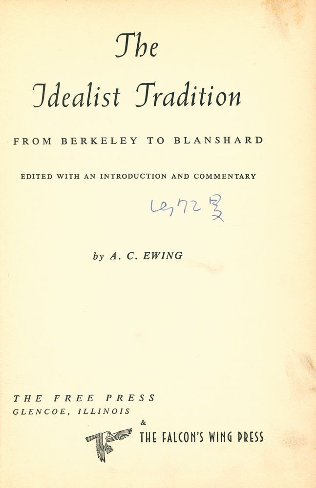 『The Idealist Tradition : FROM BERKELEY TO BLANSHARD』 1