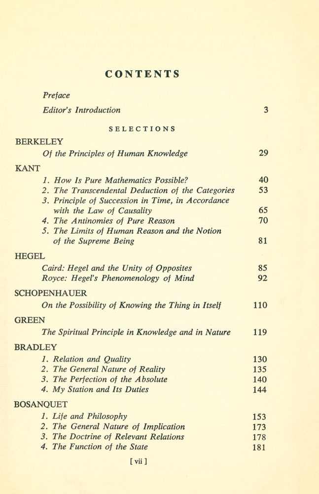 『The Idealist Tradition : FROM BERKELEY TO BLANSHARD』 2