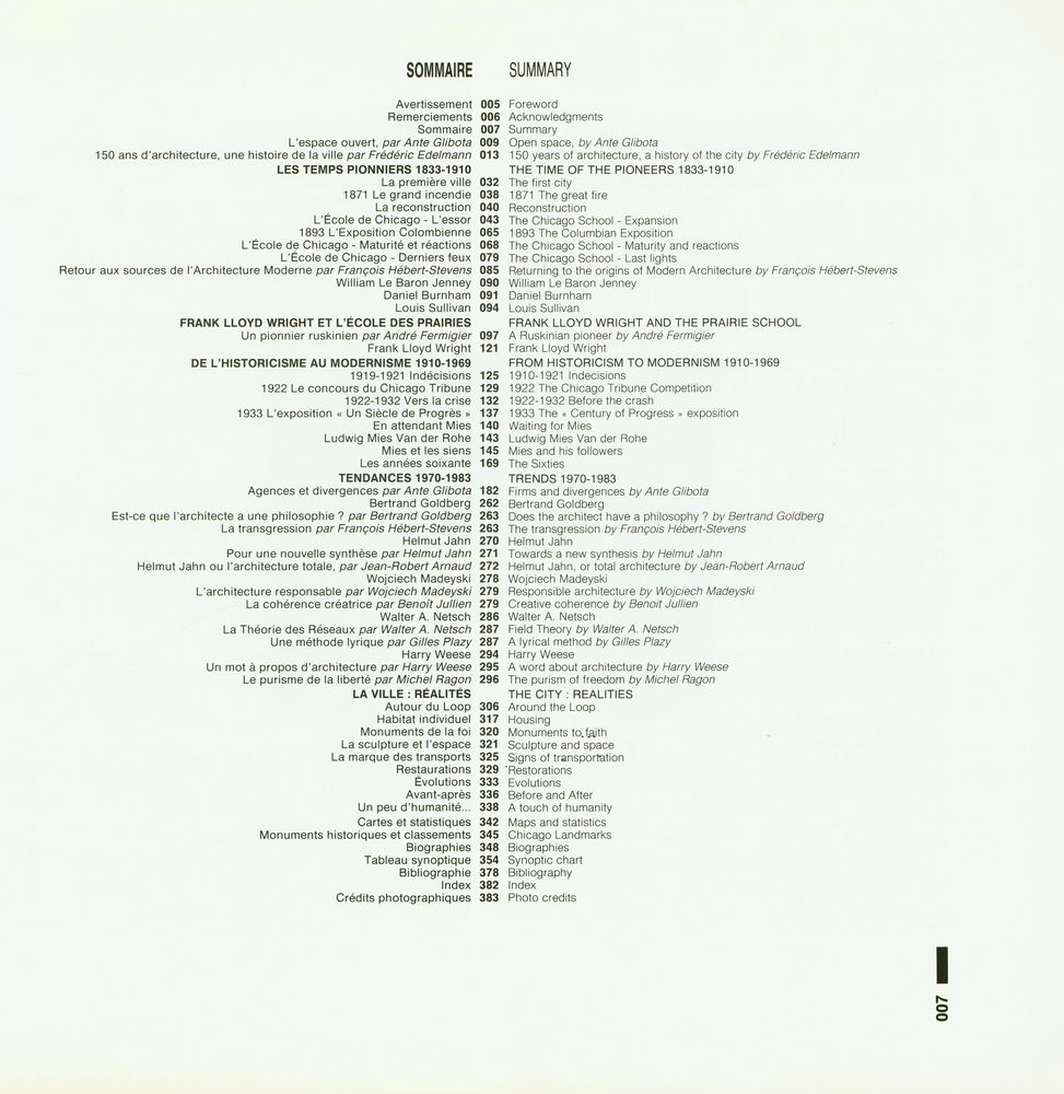 『150 ANS D'ARCHITECTURE DE CHICAGO 1833 - 1983』 2