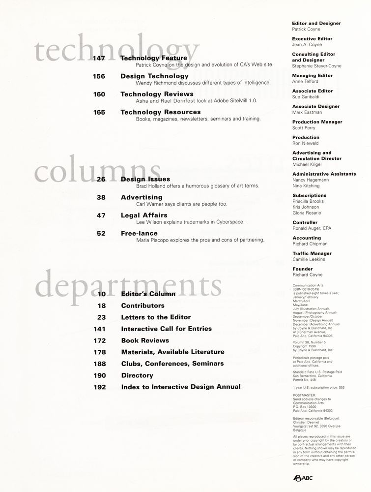 『Communication Arts』 September/October 1996 Volume 38, Number 5 2