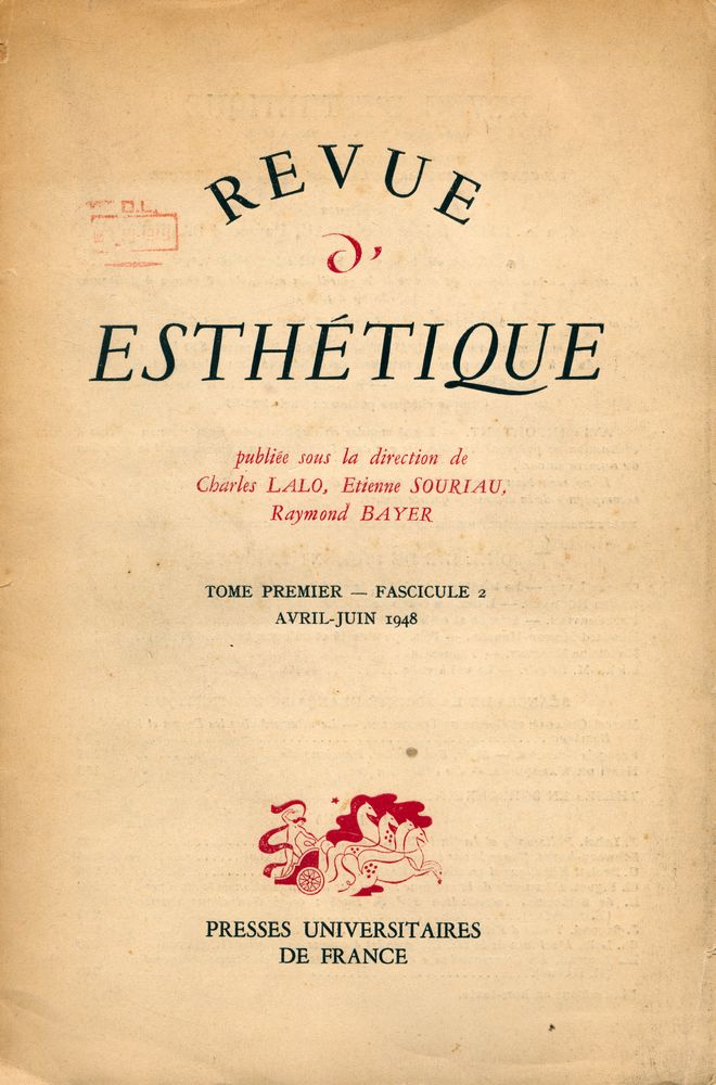『REVUE d'ESTHÉTIQUE』 TOME PREMIER FASCICULE 2 AVRIL - JUIN 1948 1
