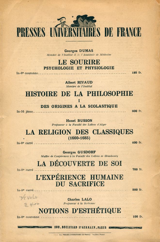 『REVUE d'ESTHÉTIQUE』 TOME PREMIER FASCICULE 2 AVRIL - JUIN 1948 3