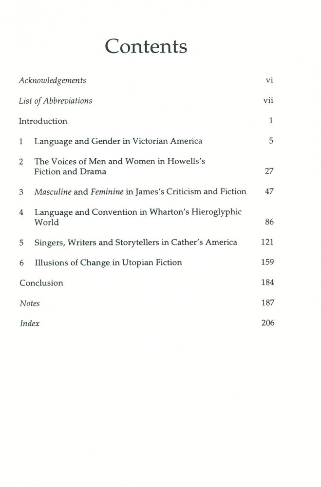 『Language and Gender in American Fiction : Howells, James, Wharton, and Cather』 2
