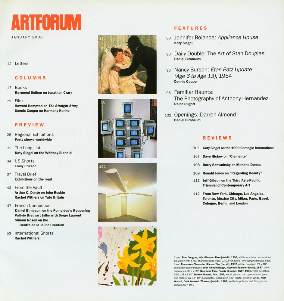 『ARTFORUM INTERNATIONAL』 JANUARY 2000 XXXVIII No. 5 2