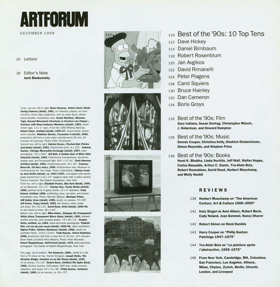 『ARTFORUM INTERNATIONAL』 DECEMBER 1999 XXXVIII No. 4 2