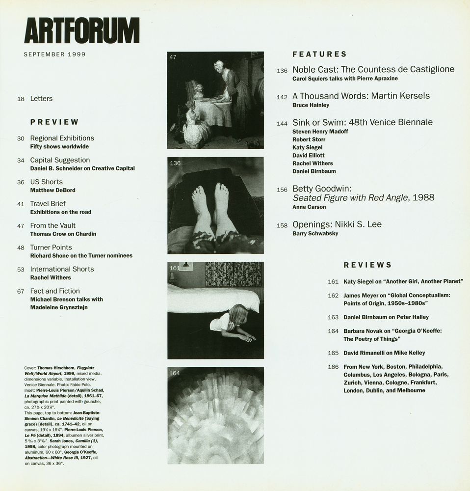 『ARTFORUM INTERNATIONAL』 SEPTEMBER 1999 XXXVIII No. 1 2