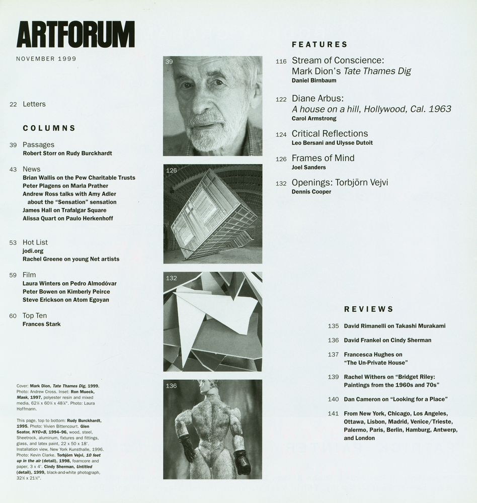『ARTFORUM INTERNATIONAL』 NOVEMBER 1999 XXXVIII No. 3 2
