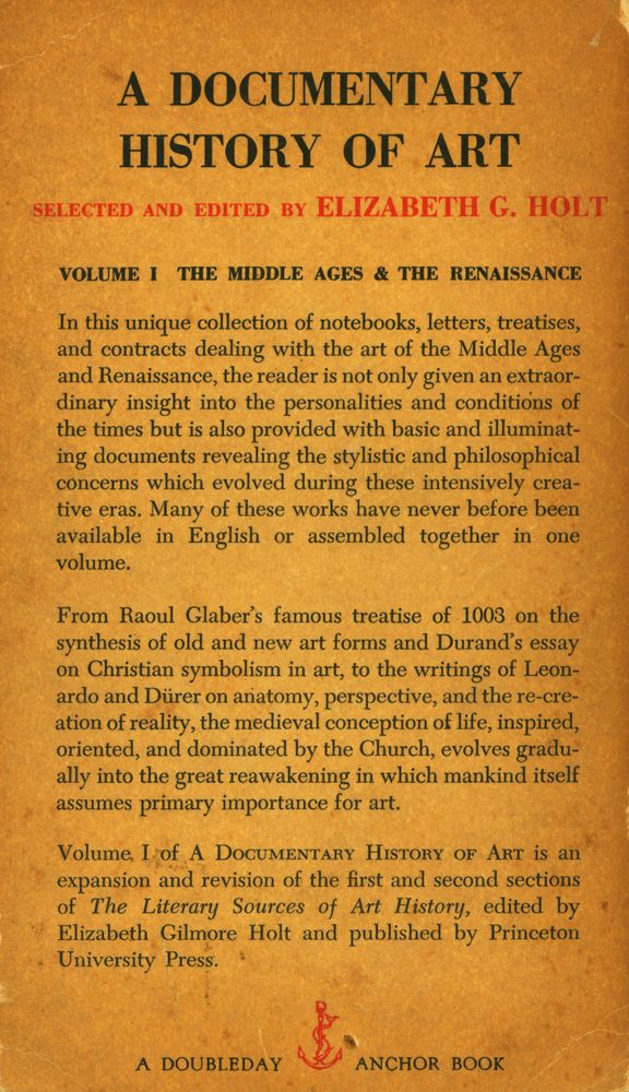 『A Documentary History of Art Volume Ⅰ : The Middle Ages and the Renaissance』