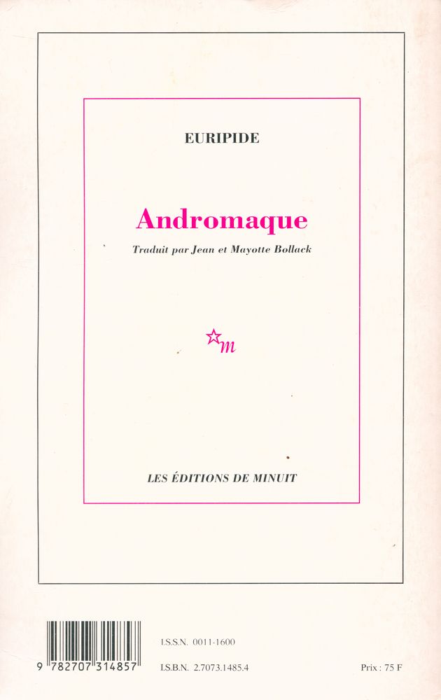 『CRITIQUE』 Juin - Juillet 1994,  TOME XLX. - Nº 565 - 566 3