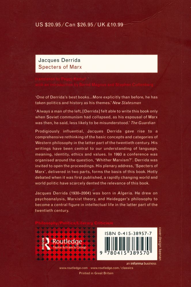 『Specters of Marx : The State of the Debt, the Work of Mourning, and the New international』 3