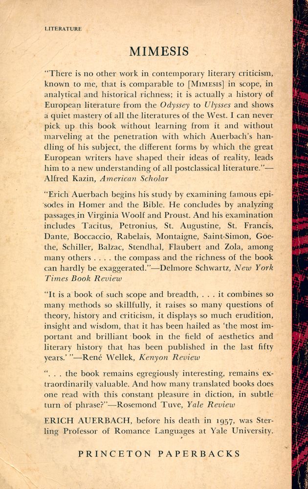 『Mimesis : The Representation of Reality in Western Literature』 3