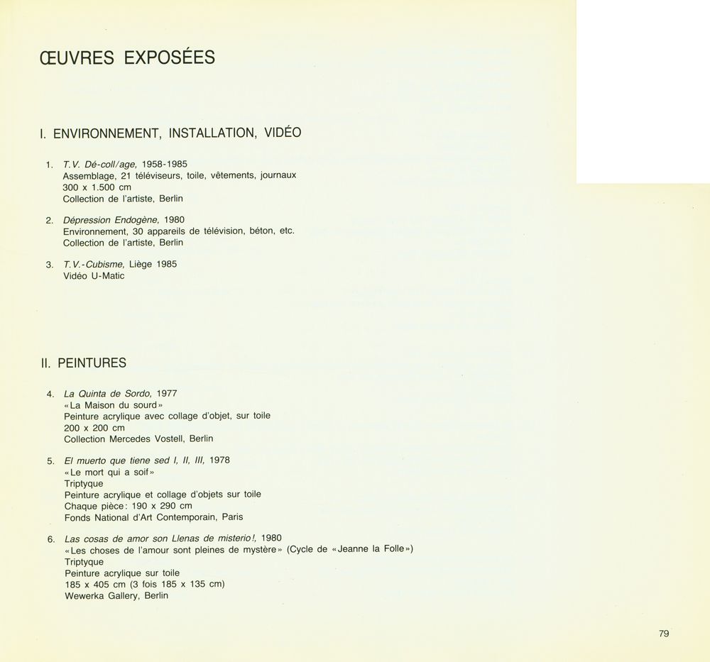 《Wolf Vostell : environnement, vidéo, peintures, dessins, 1977 - 1985》 3