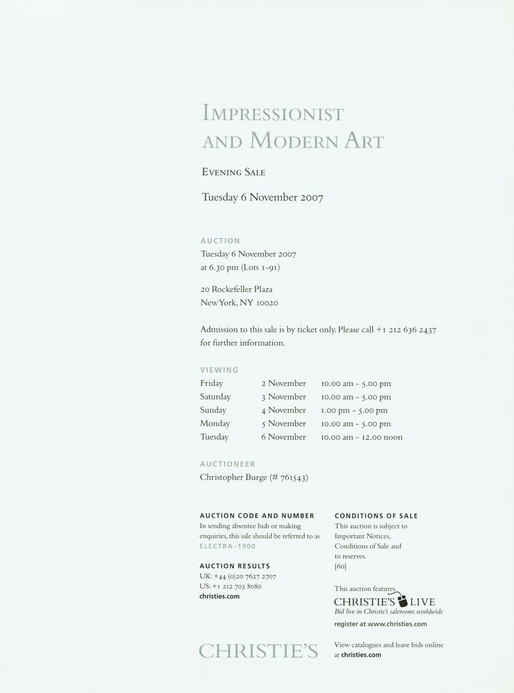 《IMPRESSIONIST AND MODERN ART : EVENING SALE》 2