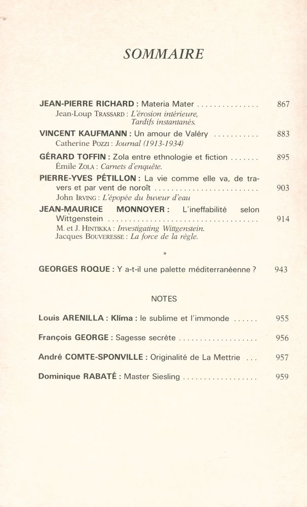 『CRITIQUE』 TOME XLIV - N° 498 2