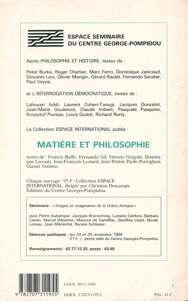 『CRITIQUE』 TOME XLIV - N° 498 3