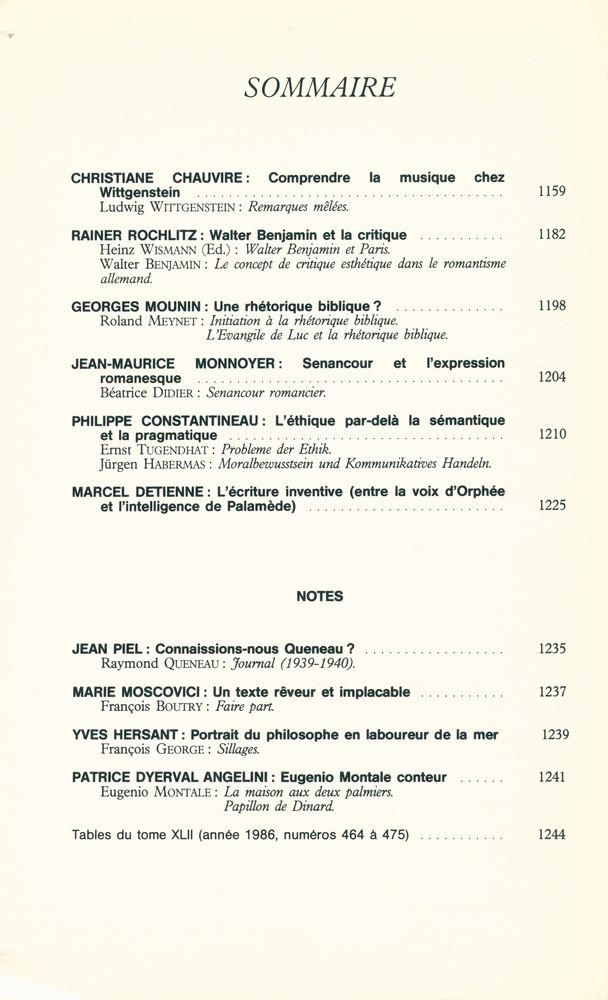 『CRITIQUE』 TOME XLII - N° 475 2