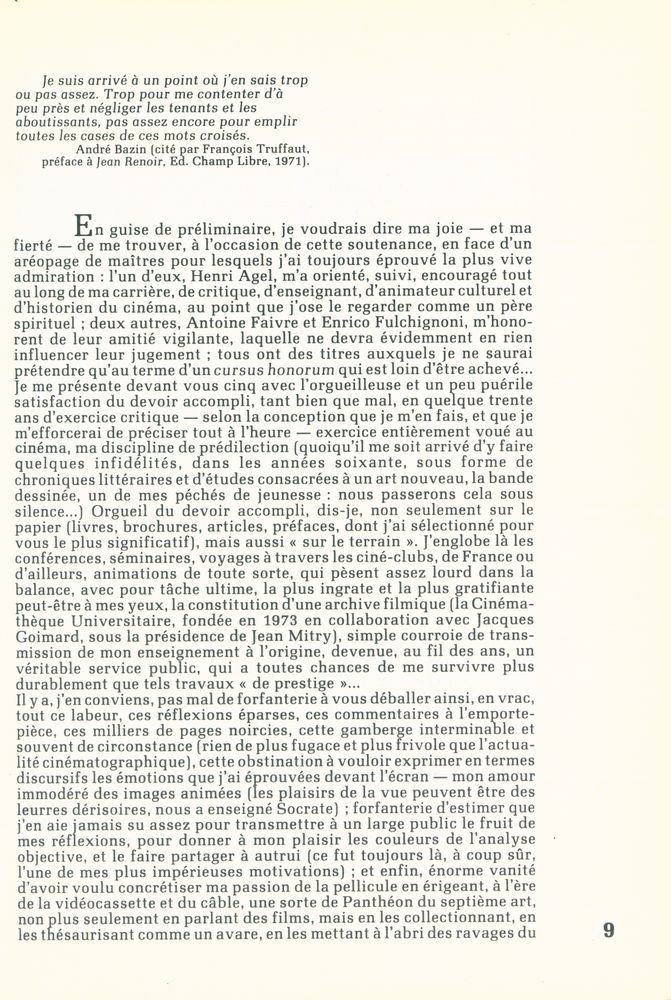 『LE PLAISIR DU FILM : ou D'une approche affective du cinéma comme système d'exploration filmique (Pour une critique cinématographique de dilection)』 2