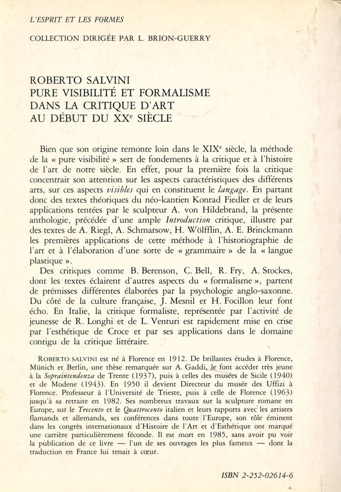 『PURE VISIBILITÉ ET FORMALISME DANS LA CRITIQUE D'ART AU DÉBUT DU XXe SIÈCLE』 5