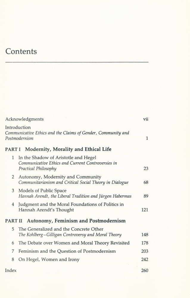 『Situating the Self : Gender, Community and Postmodernism in Contemporary Ethics』 2