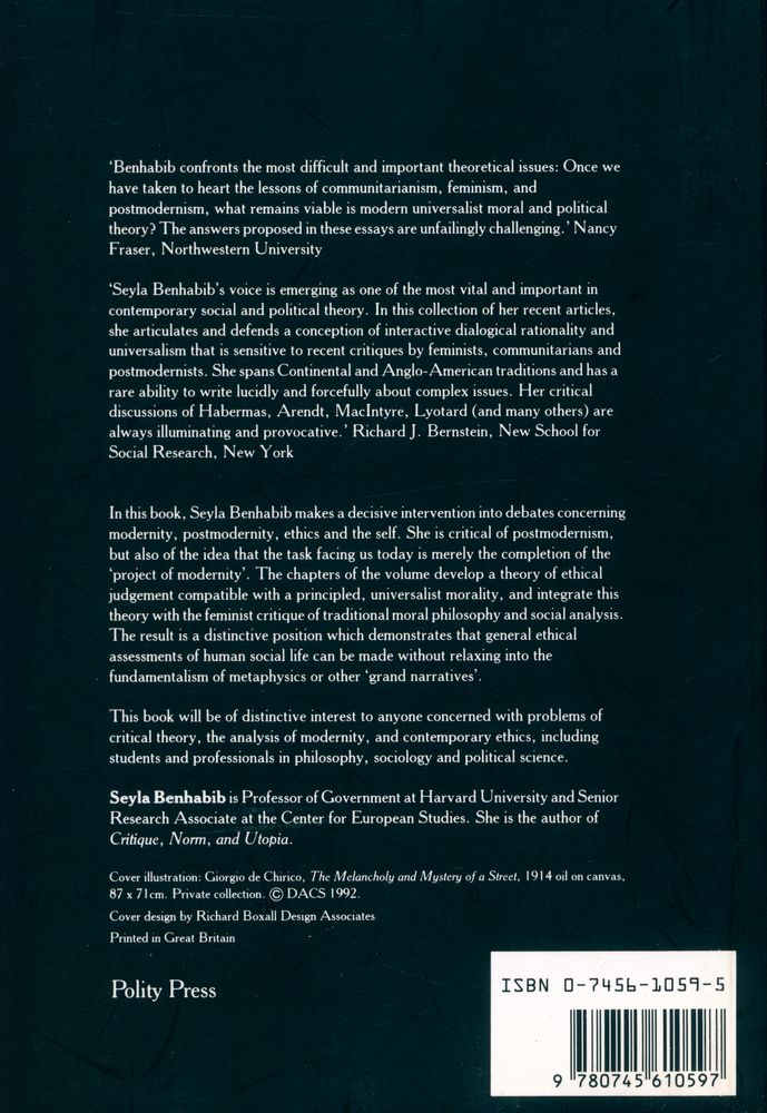 『Situating the Self : Gender, Community and Postmodernism in Contemporary Ethics』 3