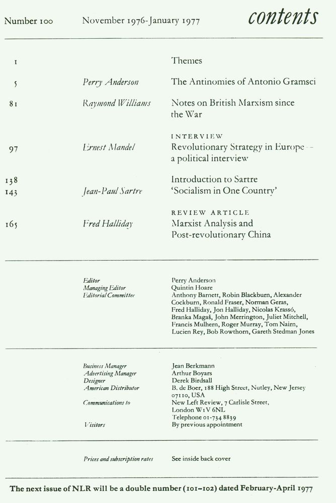 『new left review』 1977 Volume18 Number(101 - 106) 2