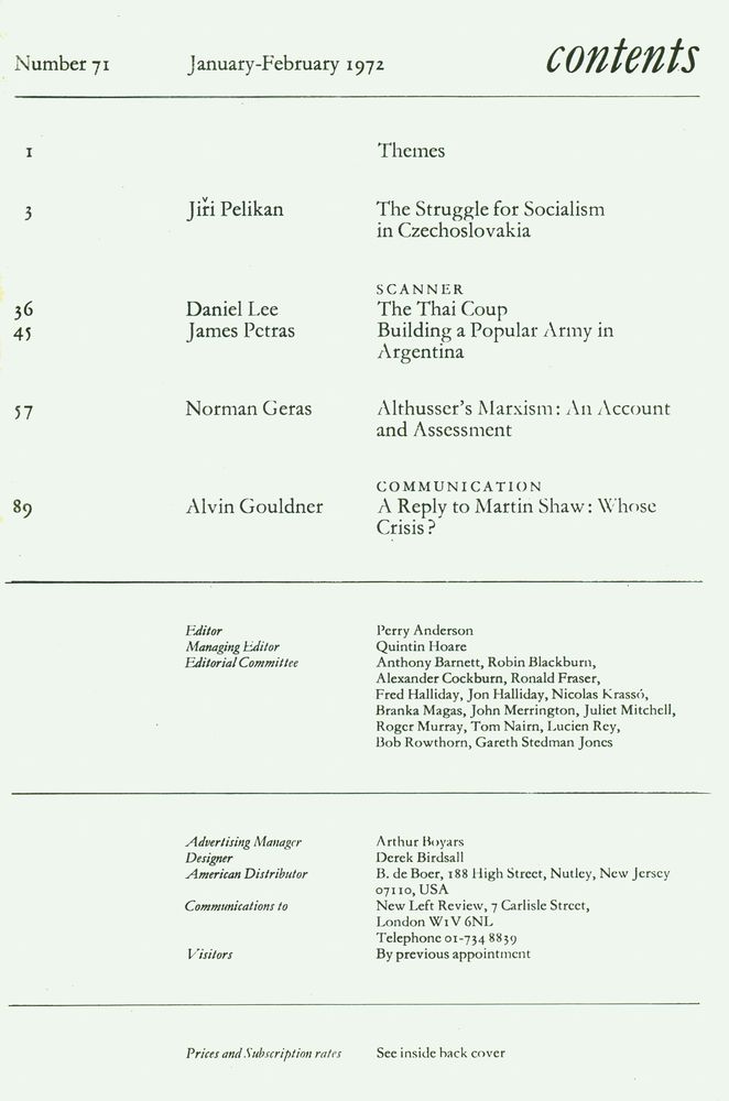 『new left review』 1972 Volume13 Number(71 - 76) 2