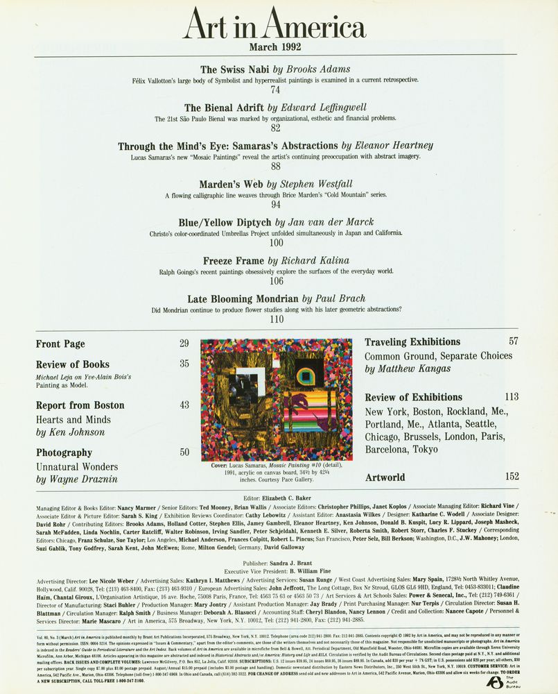 『Art in America』 March 1992 2