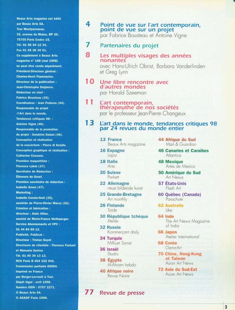 『Beaux Arts : le magazine de l'actualité』 168, mai 1998 2