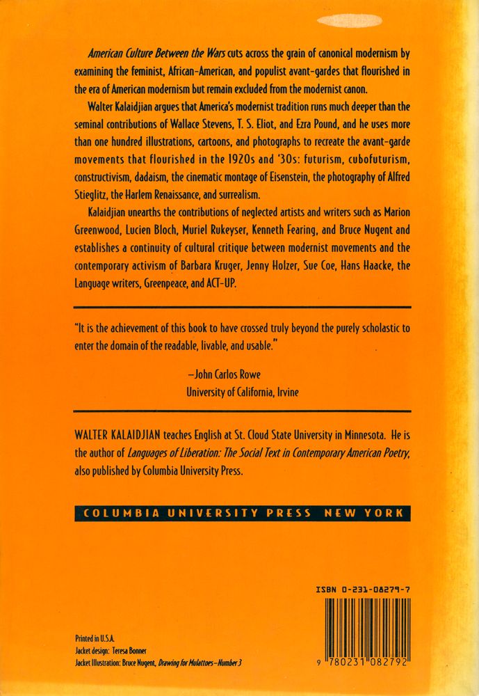『American culture between the wars : revisionary modernism & postmodern critique』 4