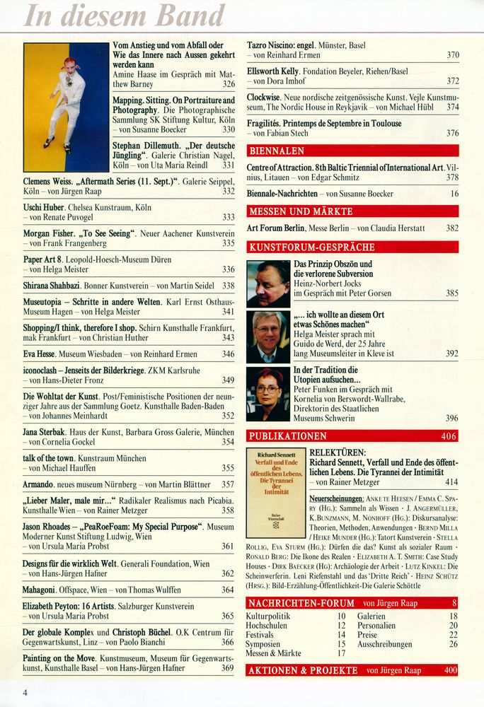 『KUNSTFORUM INTERNATIONAL』 Bd. 162 November - Dezember 2002 4
