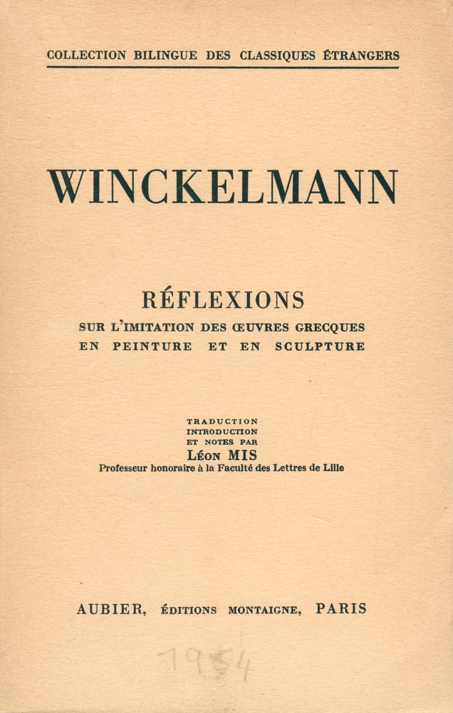 『RÉFLEXIONS sur l'imitation des oeuvres grecques en peinture et en sculpture』 1