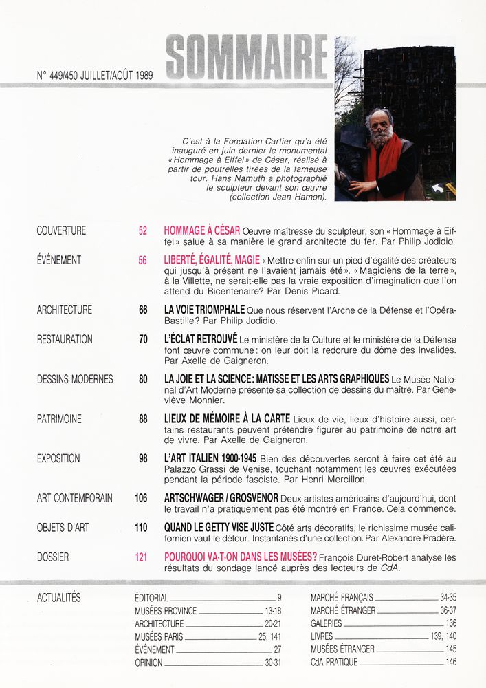 『CONNAISSANCE des Arts』  N° 449/450 JUILLET/AOÛT 1989 2