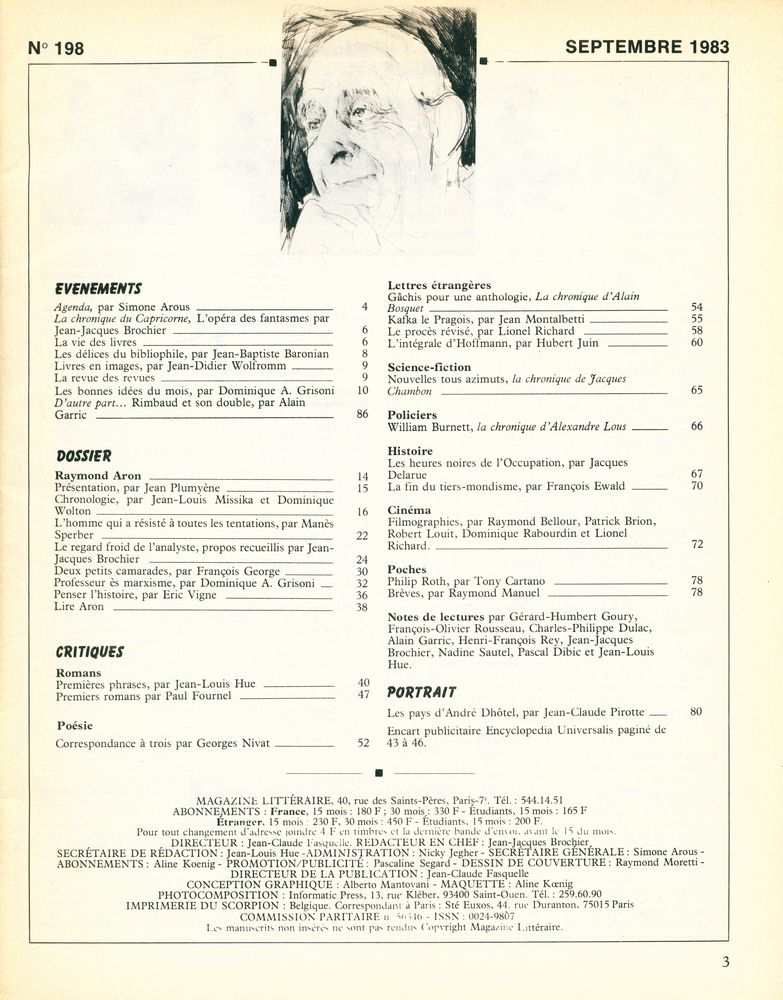 『magazine littéraire』 N°198 SEPTEMBRE 1983 2