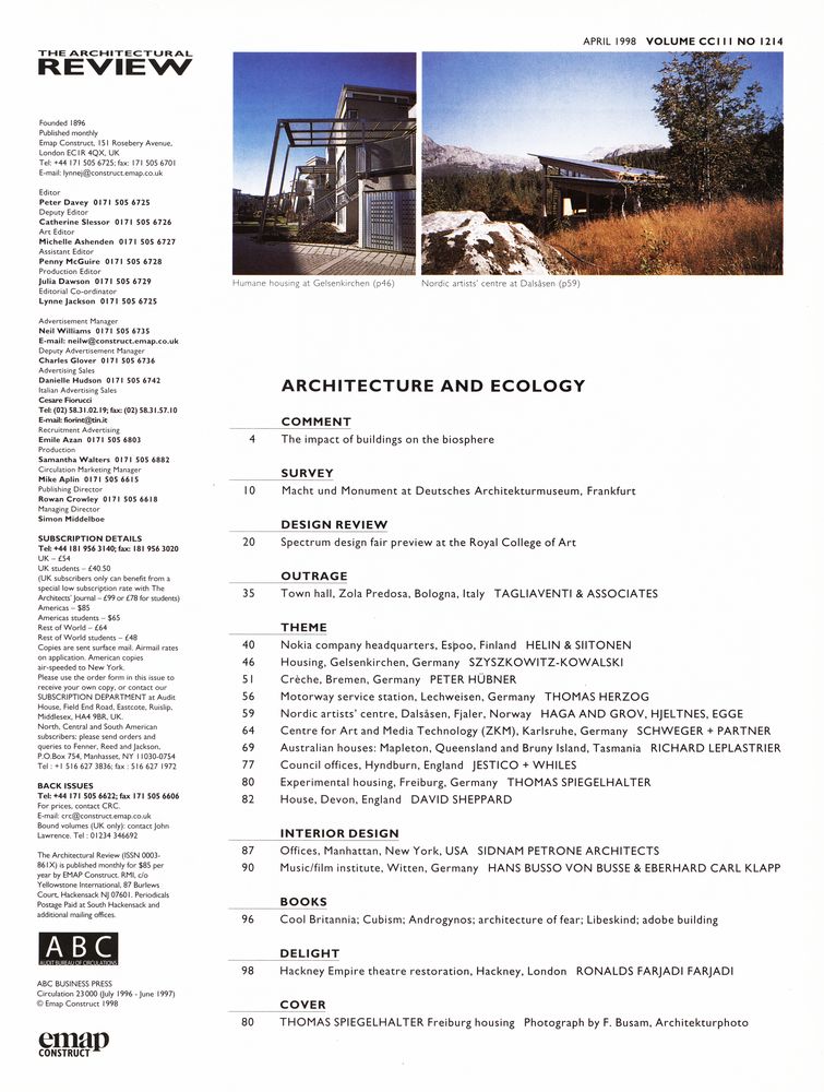 『THE ARCHITECTURE REVIEW』 April 1998 2