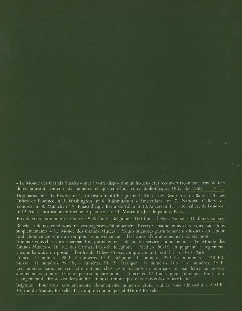 『LE MONDE DES GRANDS MUSEES』 N°13 NOVEMBRE 1969 3