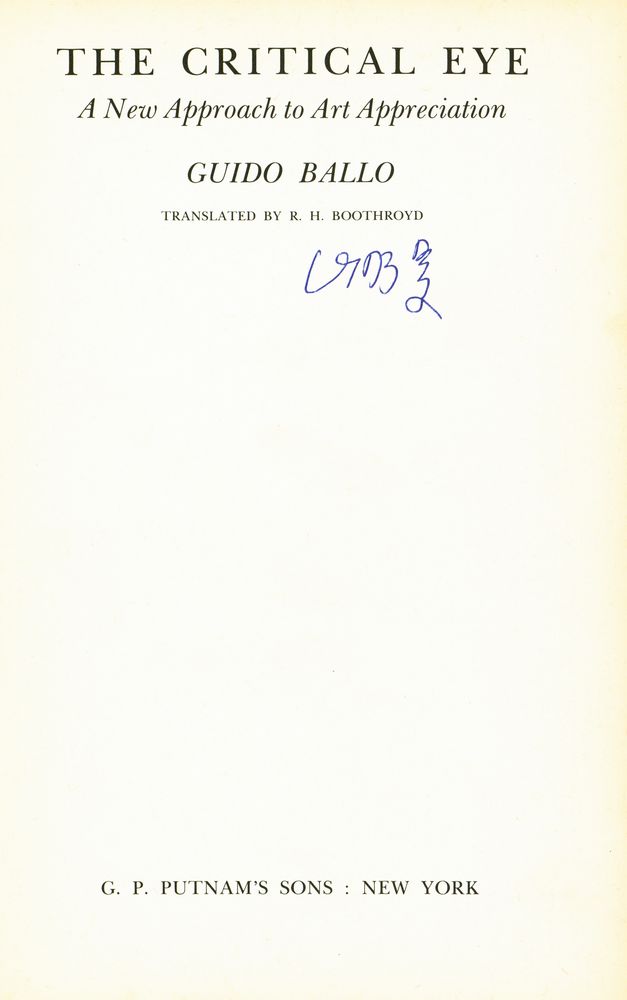『THE CRITICAL EYE : A New Approach to Art Appreciation』 1